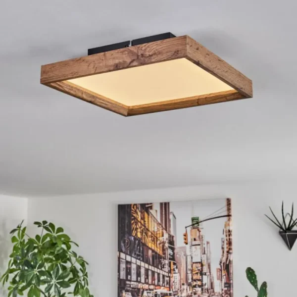 hofstein Plafonnier Longvic LED Brun, Couleur bois, Noir, 1 lumière* Lampes Modernes