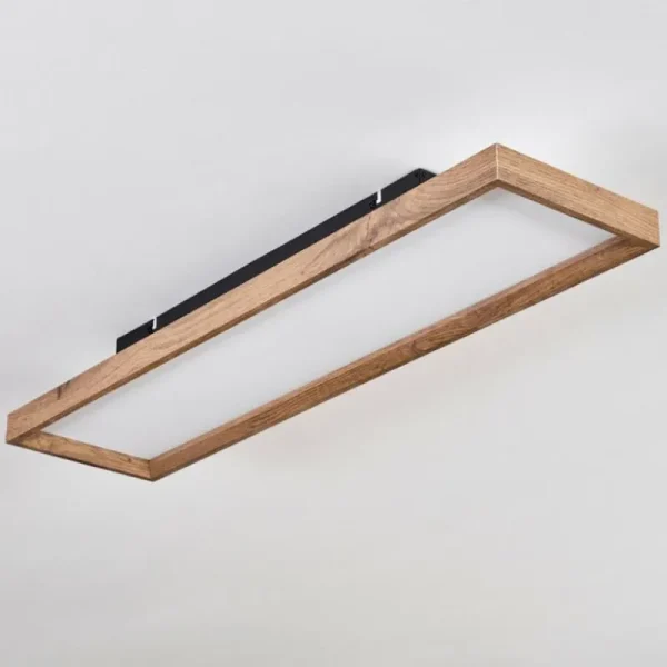 hofstein Plafonnier Longvic LED Brun, Couleur bois, Noir, 1 lumière, Télécommandes* Lampes Modernes