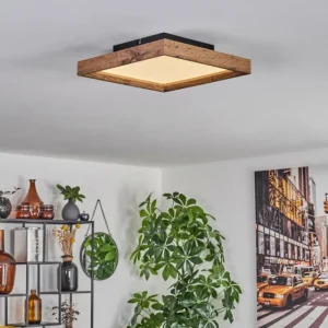 hofstein Plafonnier Longvic LED Brun, Couleur bois, Noir, 1 lumière* Lampes Modernes