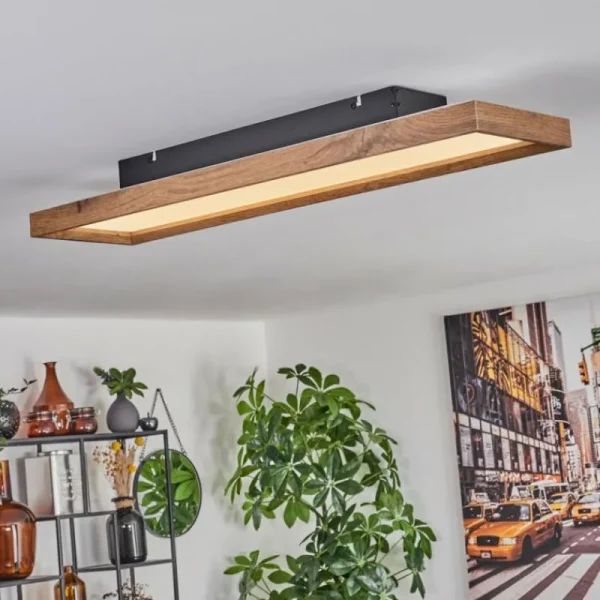 hofstein Plafonnier Longvic LED Brun, Couleur bois, Noir, 1 lumière* Lampes Modernes