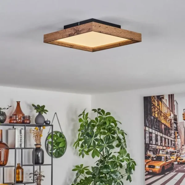 hofstein Plafonnier Longvic LED Brun, Couleur bois, Noir, 1 lumière* Lampes Modernes