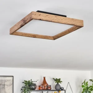 hofstein Plafonnier Longvic LED Brun, Couleur bois, Noir, 1 lumière* Lampes Modernes