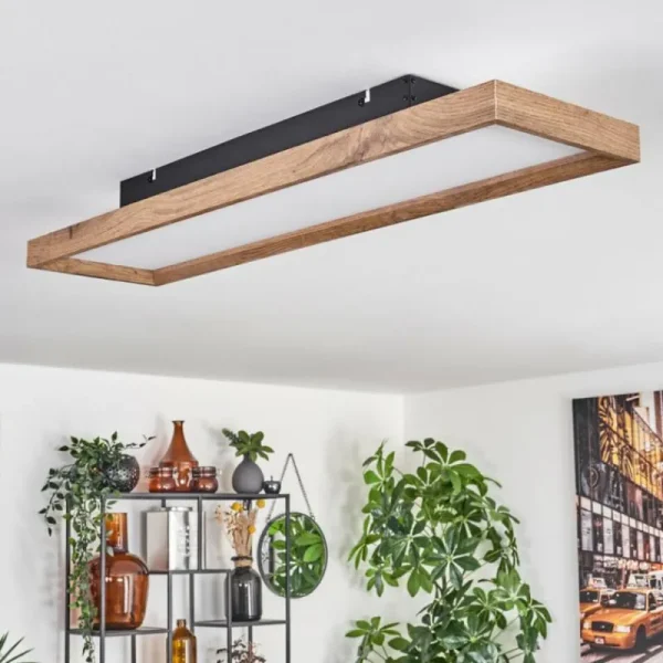 hofstein Plafonnier Longvic LED Brun, Couleur bois, Noir, 1 lumière* Lampes Modernes