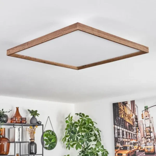 hofstein Plafonnier Longvic LED Brun, Couleur bois, Noir, 1 lumière* Lampes Modernes