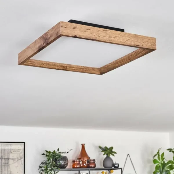 hofstein Plafonnier Longvic LED Brun, Couleur bois, Noir, 1 lumière* Lampes Modernes