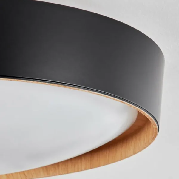 hofstein Plafonnier Louea LED Brun, Couleur bois, Noir, 1 lumière* Lampes Modernes