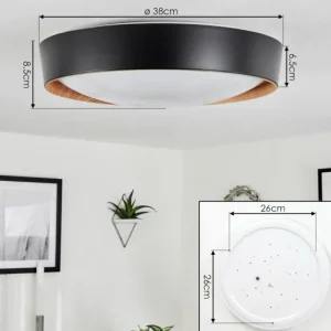 hofstein Plafonnier Louea LED Brun, Couleur bois, Noir, 1 lumière* Lampes Modernes