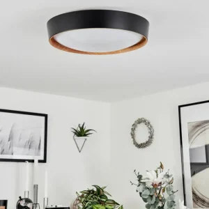 hofstein Plafonnier Louea LED Brun, Couleur bois, Noir, 1 lumière* Lampes Modernes