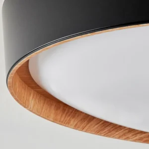 hofstein Plafonnier Louea LED Brun, Couleur bois, Noir, 1 lumière* Lampes Modernes