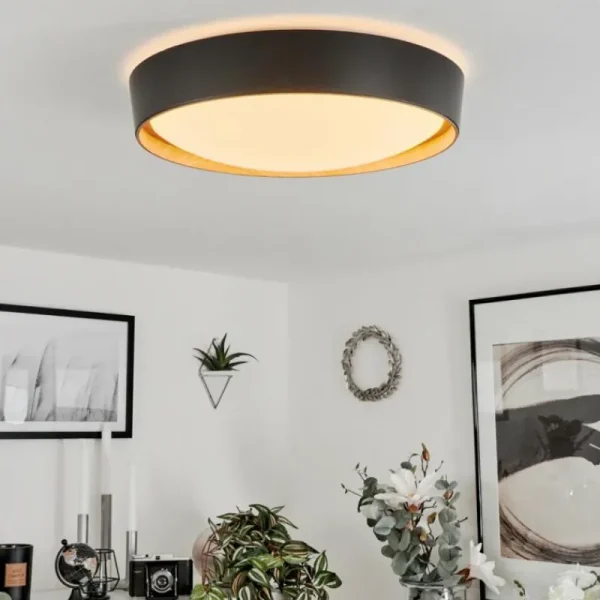 hofstein Plafonnier Louea LED Brun, Couleur bois, Noir, 1 lumière* Lampes Modernes