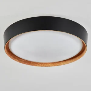 hofstein Plafonnier Louea LED Brun, Couleur bois, Noir, 1 lumière* Lampes Modernes