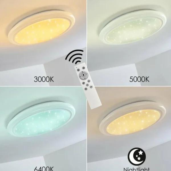 hofstein Plafonnier Lowell LED Blanc, 2 lumières, Télécommandes, Changeur de couleurs* Lampes Modernes