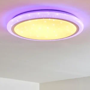 hofstein Plafonnier Lowell LED Blanc, 2 lumières, Télécommandes, Changeur de couleurs* Lampes Modernes