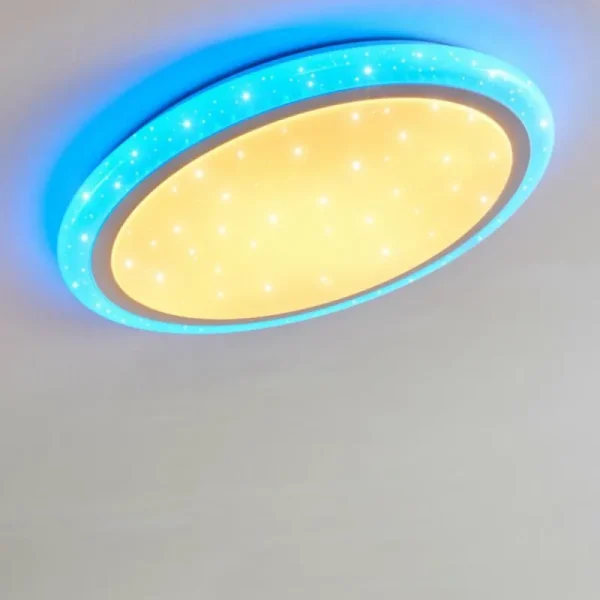 hofstein Plafonnier Lowell LED Blanc, 2 lumières, Télécommandes, Changeur de couleurs* Lampes Modernes