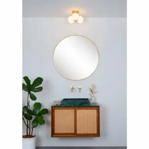 Luminaires Lucide Plafonnier Lucide TRUDY Or, Laiton, 3 lumières* Lampes En Verre