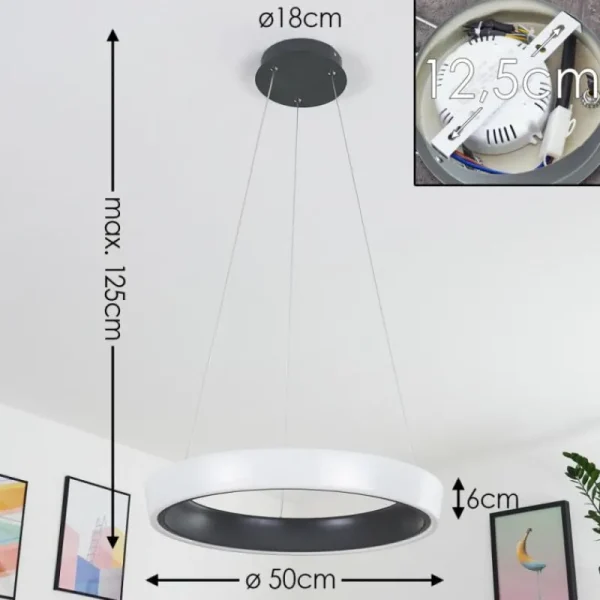 hofstein Plafonnier Mackay LED Anthracite, Blanc, 1 lumière, Télécommandes* Lampes Modernes