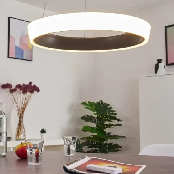hofstein Plafonnier Mackay LED Anthracite, Blanc, 1 lumière, Télécommandes* Lampes Modernes