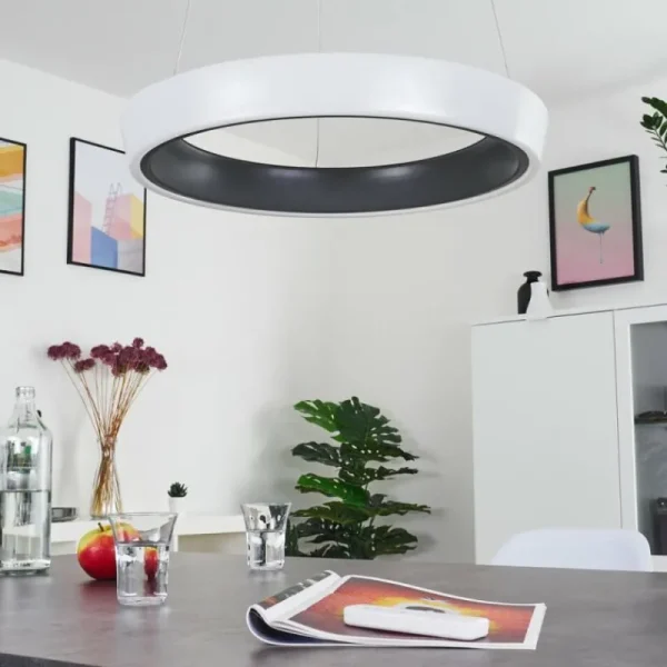 hofstein Plafonnier Mackay LED Anthracite, Blanc, 1 lumière, Télécommandes* Lampes Modernes