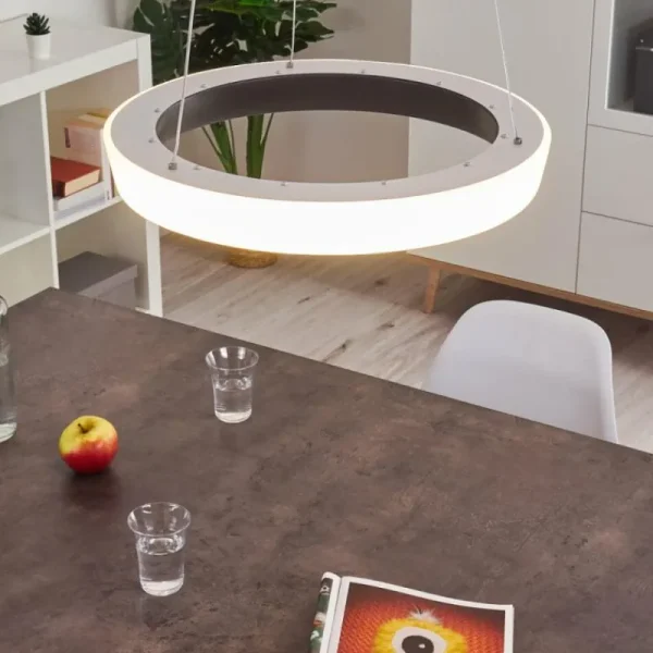 hofstein Plafonnier Mackay LED Anthracite, Blanc, 1 lumière, Télécommandes* Lampes Modernes