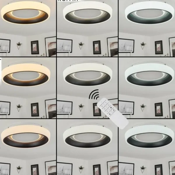 hofstein Plafonnier Mackay LED Blanc, 1 lumière, Télécommandes* Lampes Modernes