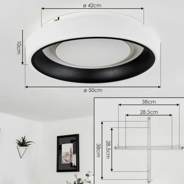 hofstein Plafonnier Mackay LED Blanc, 1 lumière, Télécommandes* Lampes Modernes