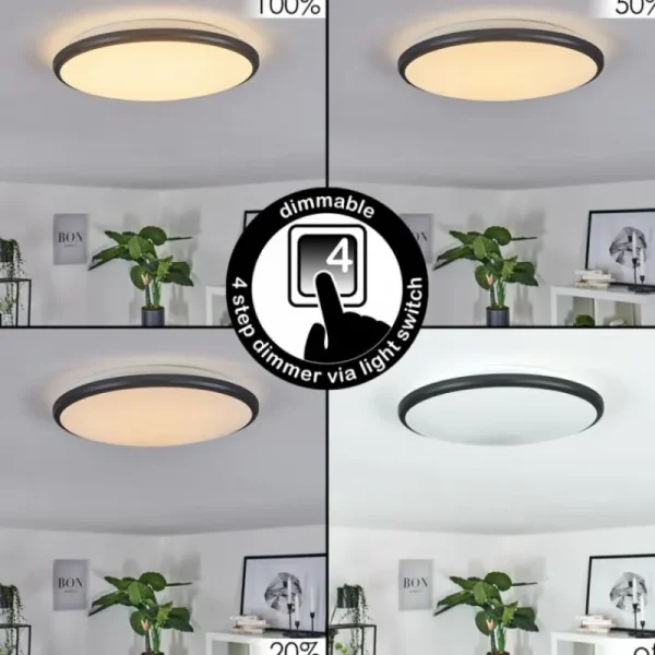 hofstein Plafonnier Magdala LED Noir, Blanc, 1 lumière* Lampes Modernes