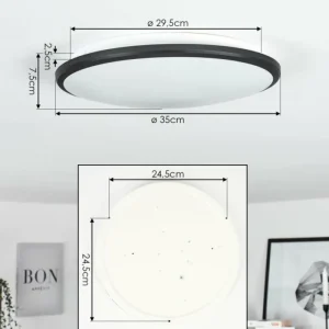 hofstein Plafonnier Magdala LED Noir, Blanc, 1 lumière* Lampes Modernes