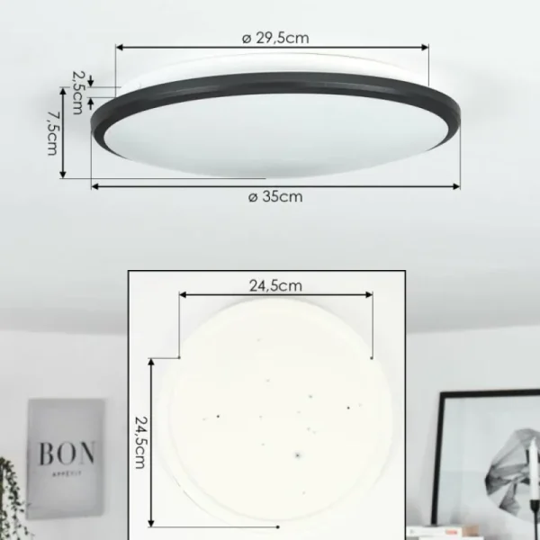 hofstein Plafonnier Magdala LED Noir, Blanc, 1 lumière* Lampes Modernes