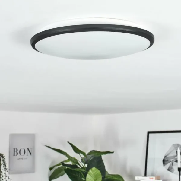 hofstein Plafonnier Magdala LED Noir, Blanc, 1 lumière* Lampes Modernes