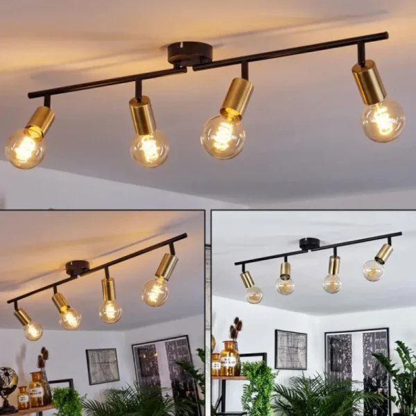 hofstein Plafonnier Maidfordo Laiton, Noir, 4 lumières* Lampes Modernes
