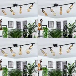 hofstein Plafonnier Maidfordo Laiton, Noir, 4 lumières* Lampes Modernes