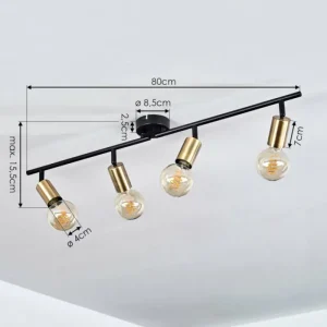 hofstein Plafonnier Maidfordo Laiton, Noir, 4 lumières* Lampes Modernes