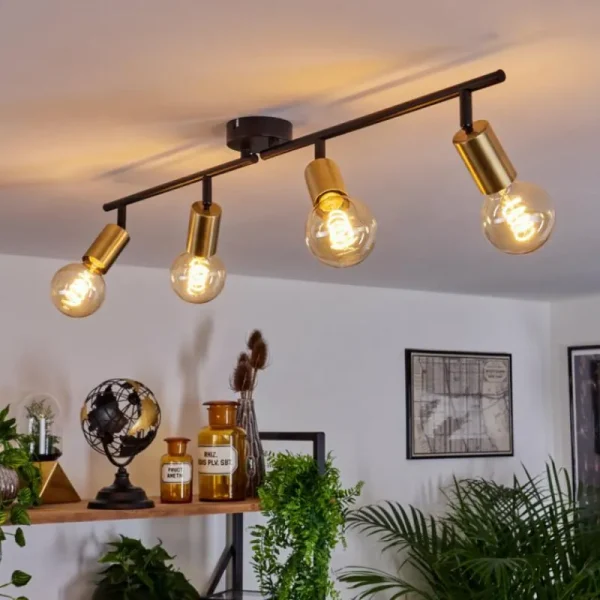 hofstein Plafonnier Maidfordo Laiton, Noir, 4 lumières* Lampes Modernes