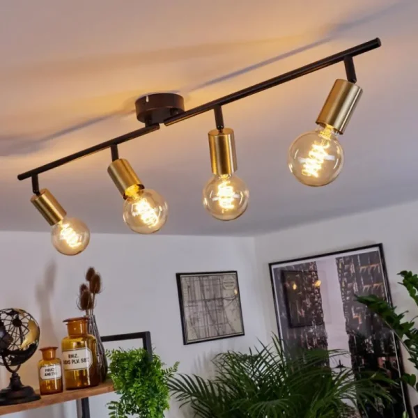 hofstein Plafonnier Maidfordo Laiton, Noir, 4 lumières* Lampes Modernes
