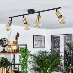 hofstein Plafonnier Maidfordo Laiton, Noir, 4 lumières* Lampes Modernes
