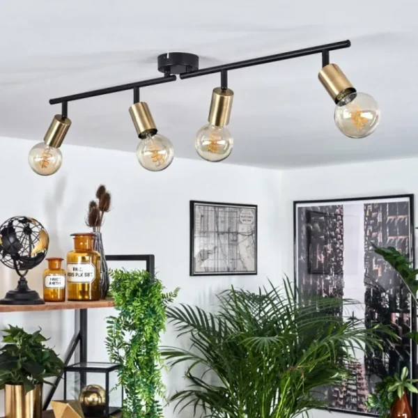 hofstein Plafonnier Maidfordo Laiton, Noir, 4 lumières* Lampes Modernes