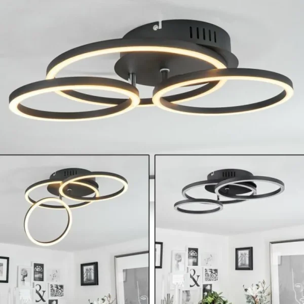 hofstein Plafonnier Malanie LED Noir, 1 lumière* Lampes Modernes