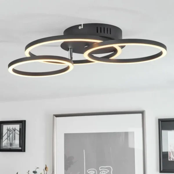 hofstein Plafonnier Malanie LED Noir, 1 lumière* Lampes Modernes