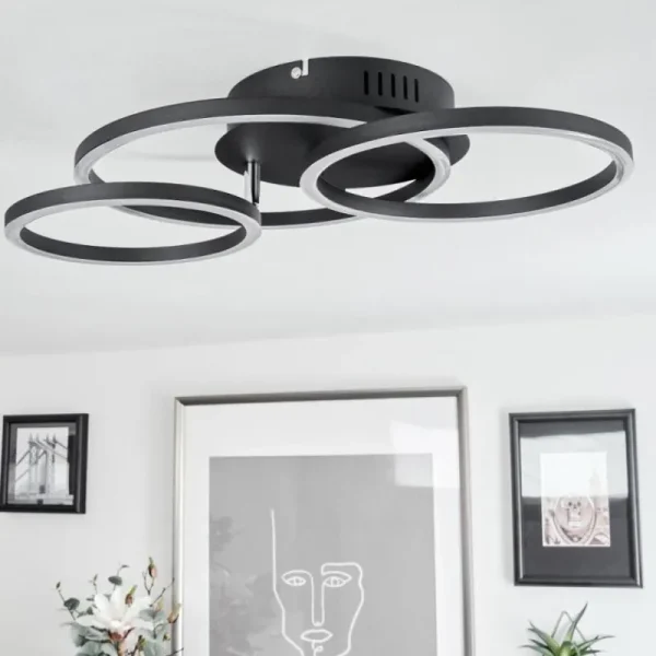hofstein Plafonnier Malanie LED Noir, 1 lumière* Lampes Modernes