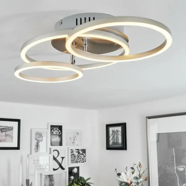 hofstein Plafonnier Malanje LED Nickel mat, 3 lumières* Lampes Modernes