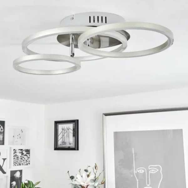 hofstein Plafonnier Malanje LED Nickel mat, 3 lumières* Lampes Modernes