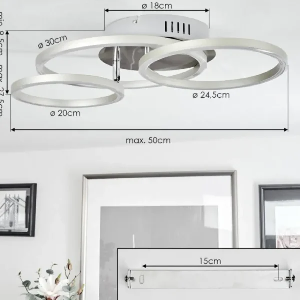hofstein Plafonnier Malanje LED Nickel mat, 3 lumières* Lampes Modernes