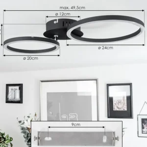 hofstein Plafonnier Malanje LED Noir, 2 lumières* Lampes Modernes