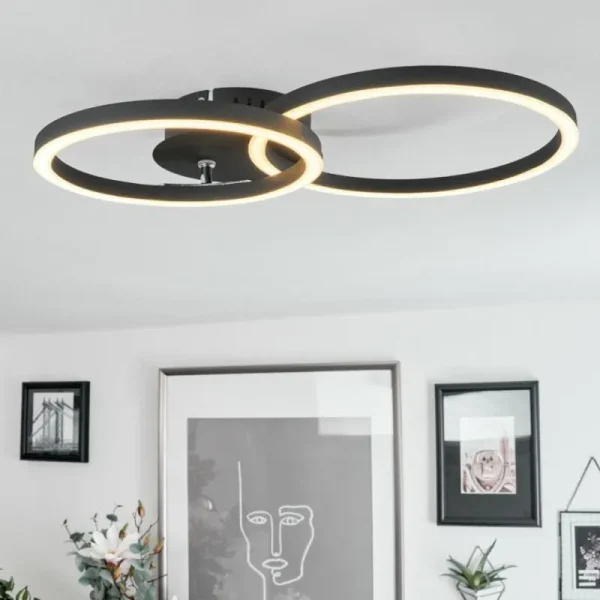 hofstein Plafonnier Malanje LED Noir, 2 lumières* Lampes Modernes