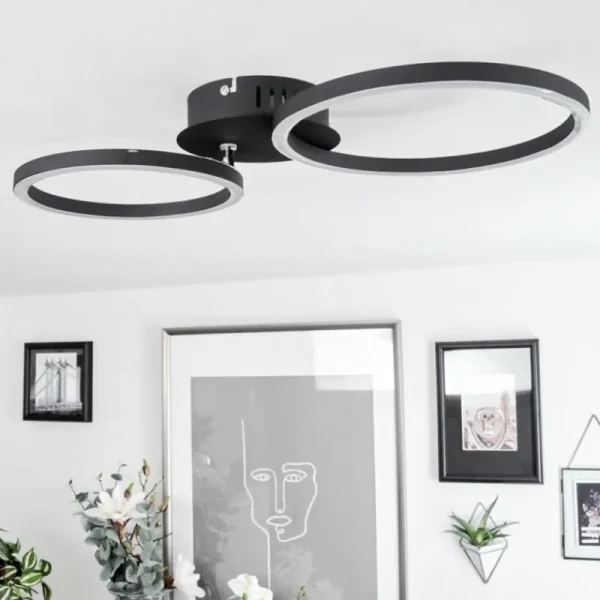 hofstein Plafonnier Malanje LED Noir, 2 lumières* Lampes Modernes