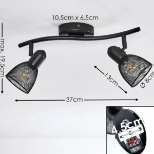 hofstein Plafonnier Malawi Noir, 2 lumières* Lampes Modernes