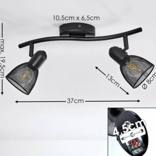 hofstein Plafonnier Malawi Noir, 2 lumières* Lampes Modernes