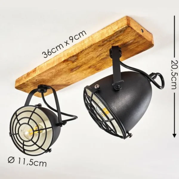 hofstein Plafonnier Malix Brun, Noir, 2 lumières* Lampes Modernes