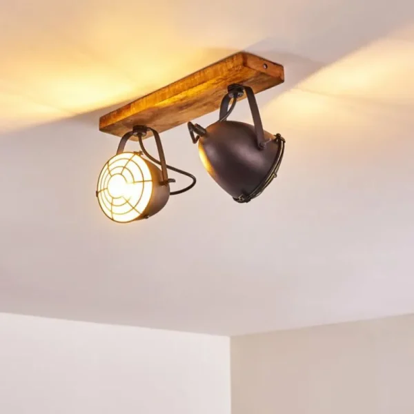 hofstein Plafonnier Malix Brun, Noir, 2 lumières* Lampes Modernes