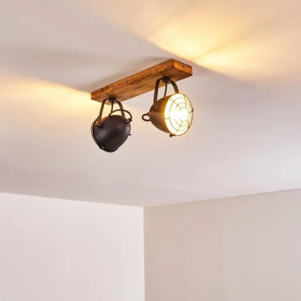 hofstein Plafonnier Malix Brun, Noir, 2 lumières* Lampes Modernes